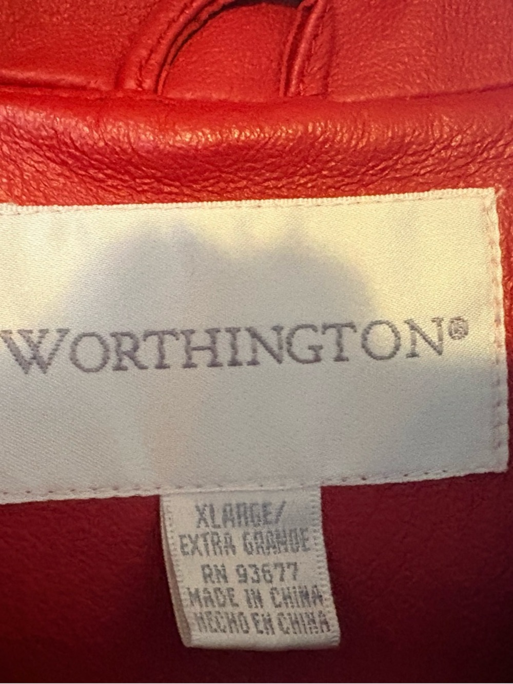 Worthington Red Leather Trench Coat with Waist Tie - Picture 4 of 4
